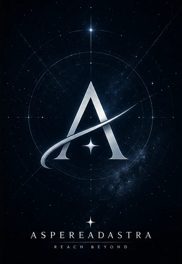 The Aspere Ad Astra emblem over a star chart